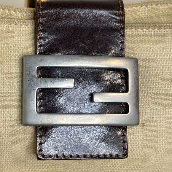 💯Authentic FENDI Zucca Canvas Shoulder Bag Beige🍀 - Picture 11 of 12